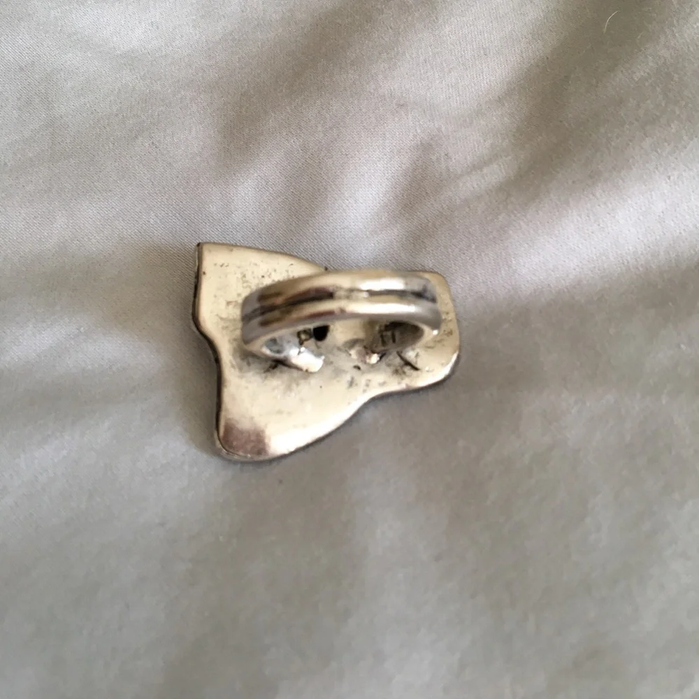 Paige Novick Distressed Silver Crystal Statement Ring | Size 7